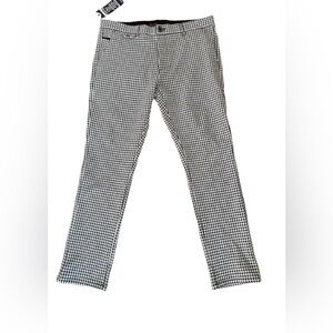 Men's Black and White Checkered Dress Pants